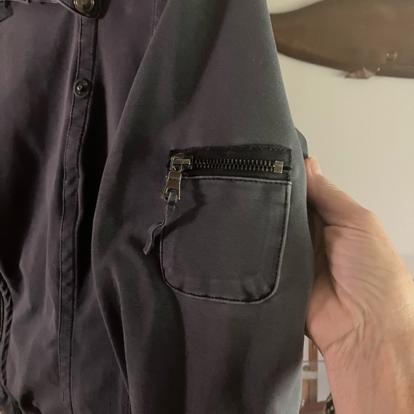 $149 Evereve Peyton Jensen gray stretchy moto jacket. Lots of details Size Large - Picture 10 of 14